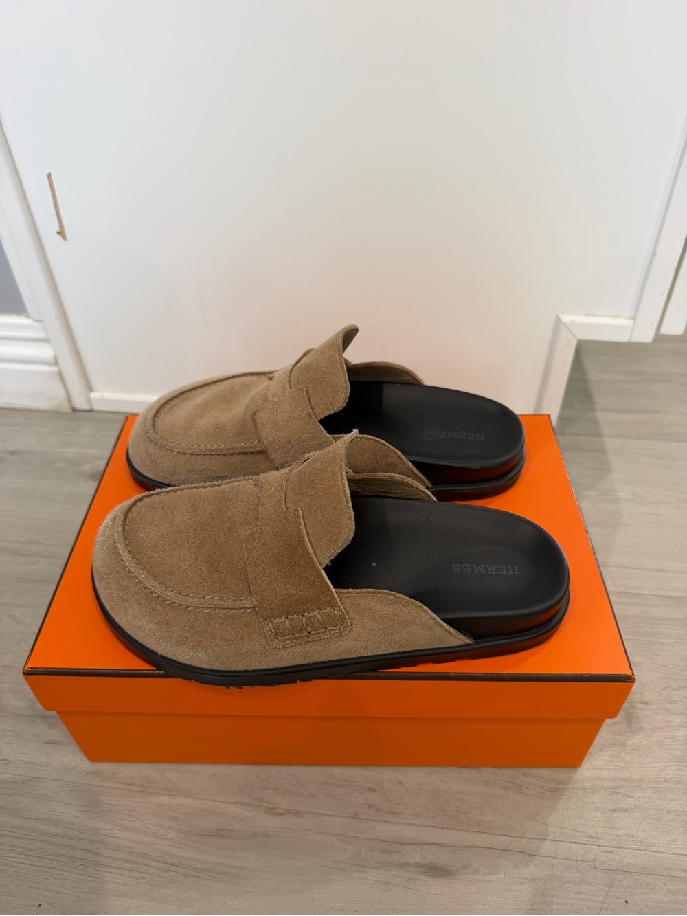 Hermes Beige Suede Go Mules Clogs - Picture 6 of 10
